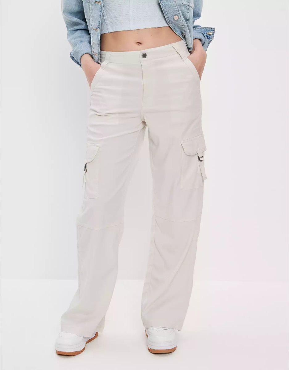 Jean American Eagle AE Dreamy Drape Stretch Super High-Waisted Cargo Baggy Larges-Leg Pant Grise Femme | YVV-98682866